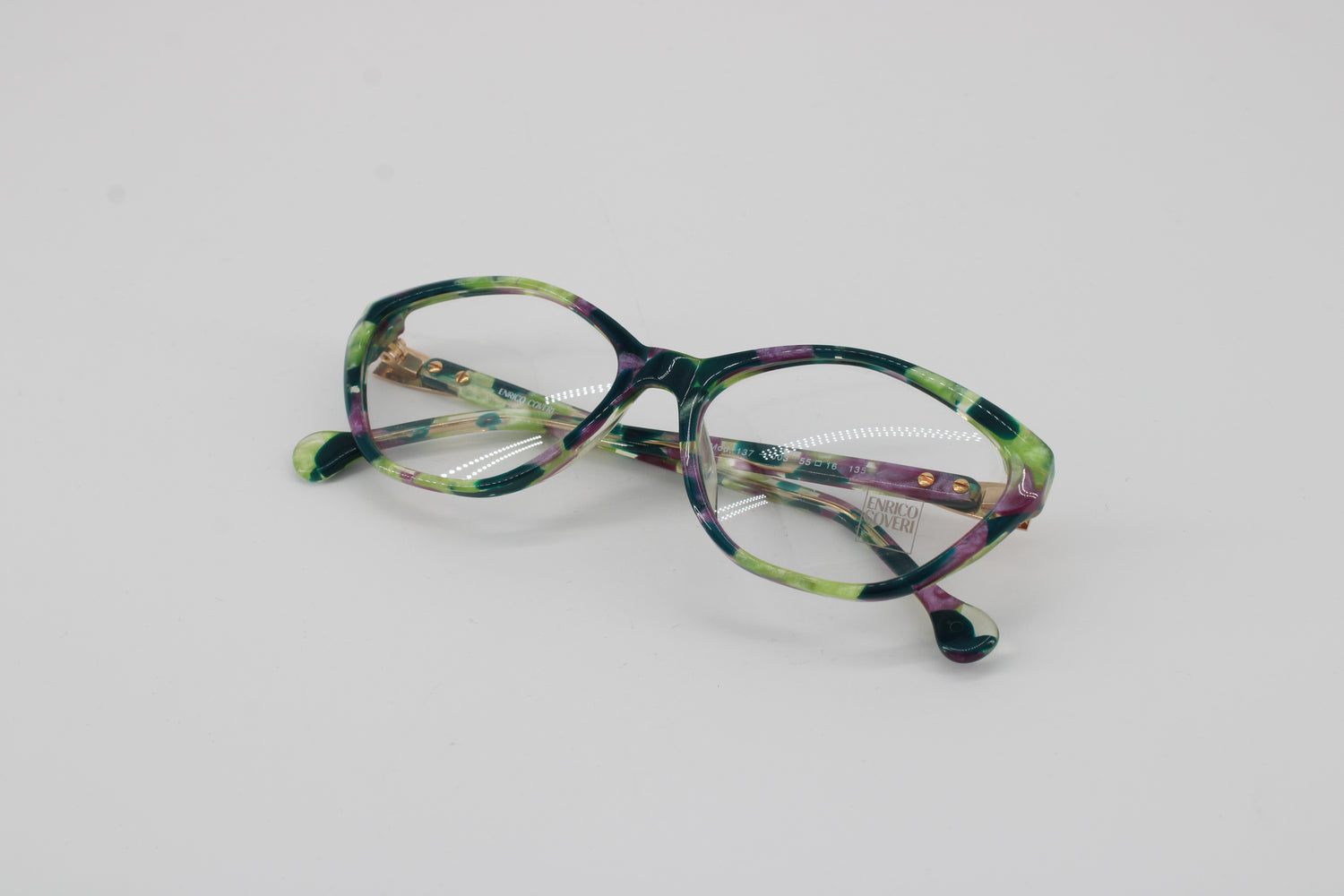 Enrico Coveri Glasses 137-003 Vintage Glasses · NOS · Green-Pink · 55-16-135 · Unworn