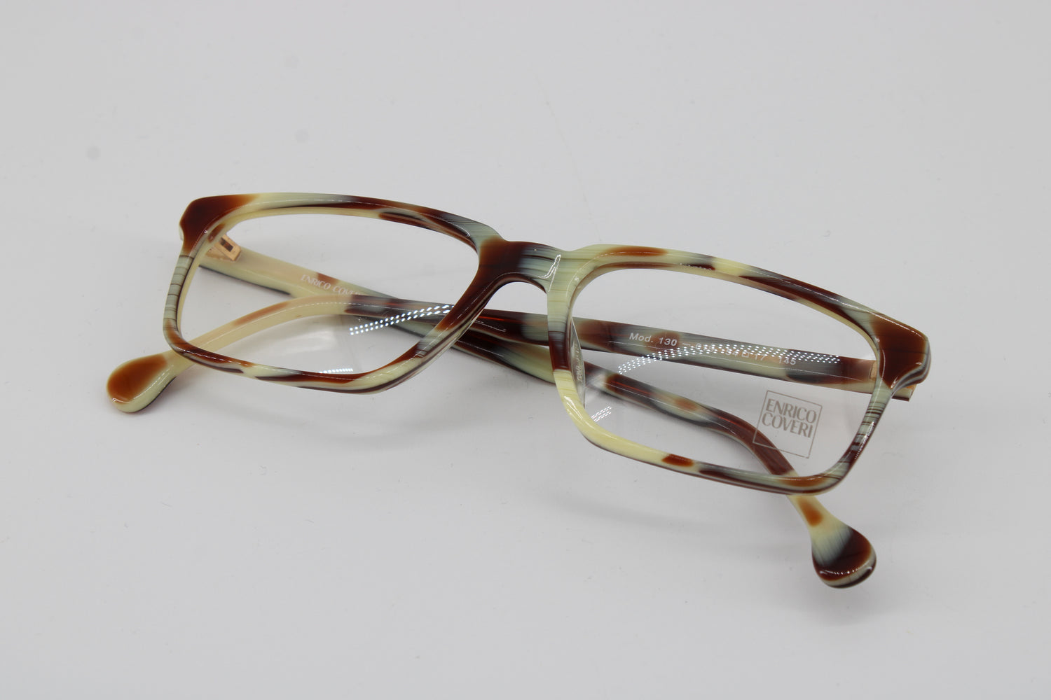 Enrico Coveri Glasses 130-019 Vintage Glasses · NOS · Brown-White · 54-17-145 · Unworn