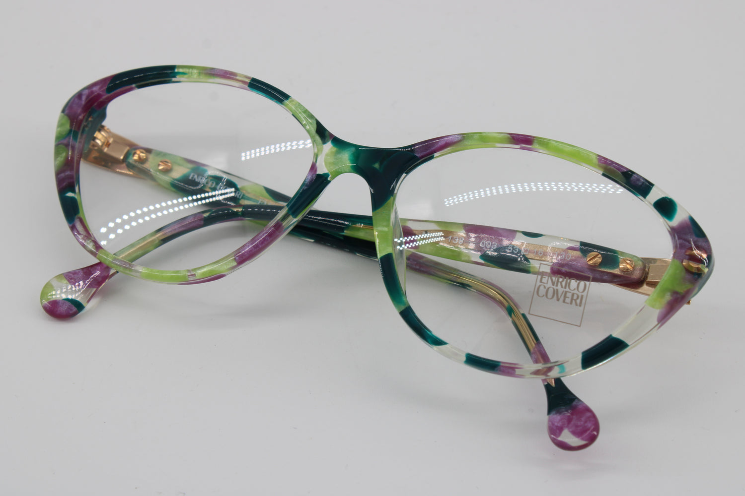 Enrico Coveri Glasses 138-003 Vintage Glasses · NOS · Green-Pink · 53-16-130 · Unworn