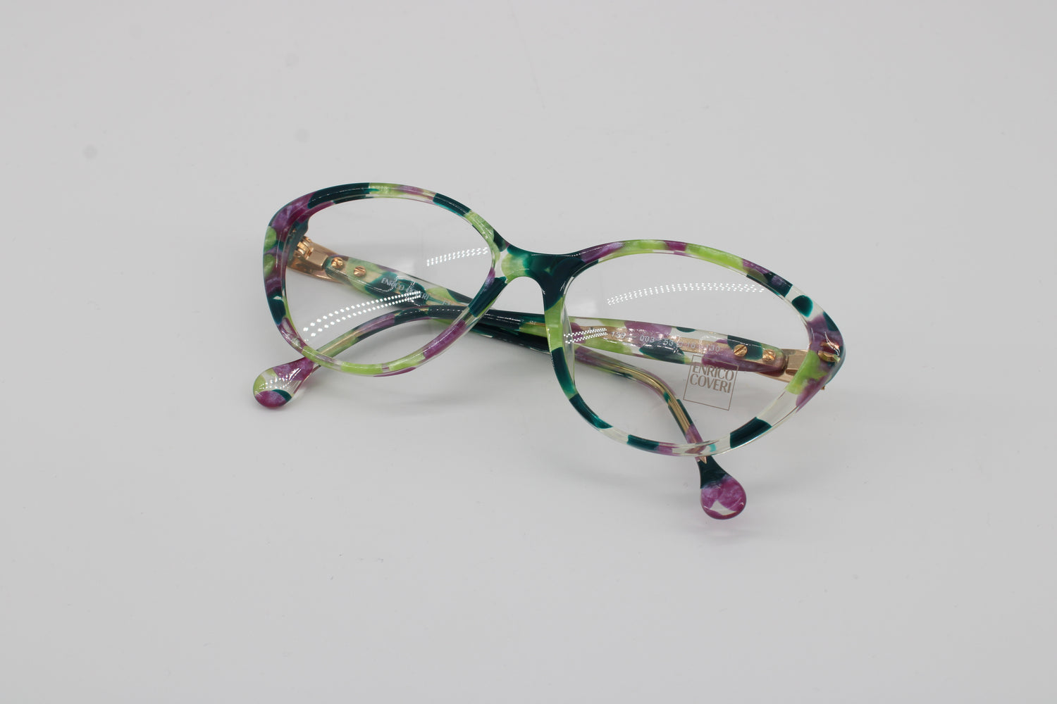 Enrico Coveri Glasses 138-003 Vintage Glasses · NOS · Green-Pink · 53-16-130 · Unworn