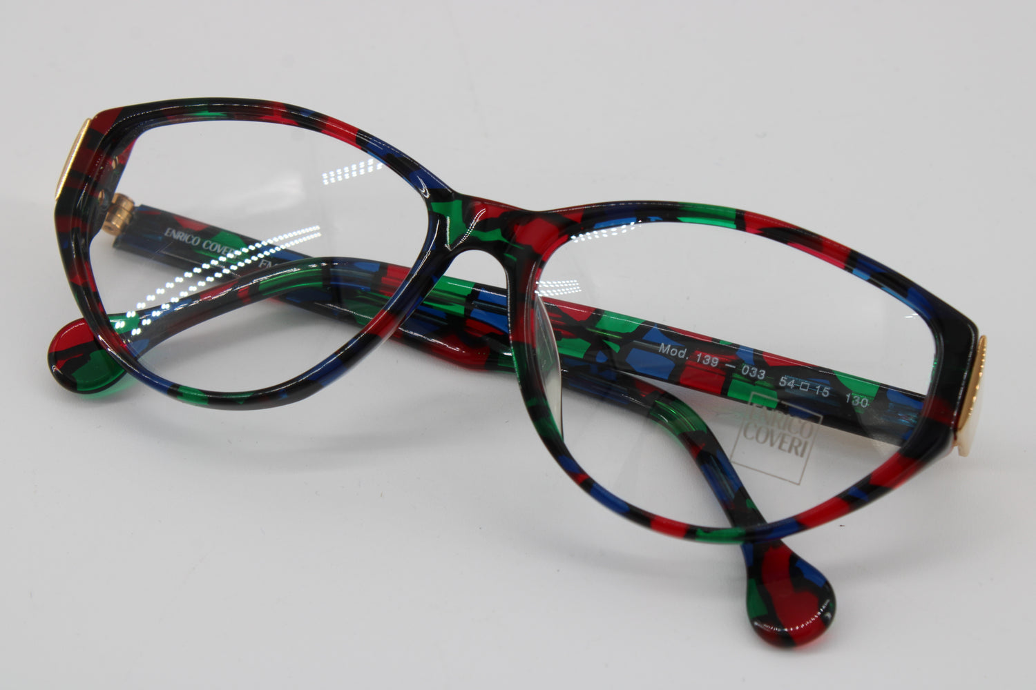 Enrico Coveri Glasses 139-033 Vintage Glasses · NOS · Green-Blue-Red · 54-15-130 · Unworn
