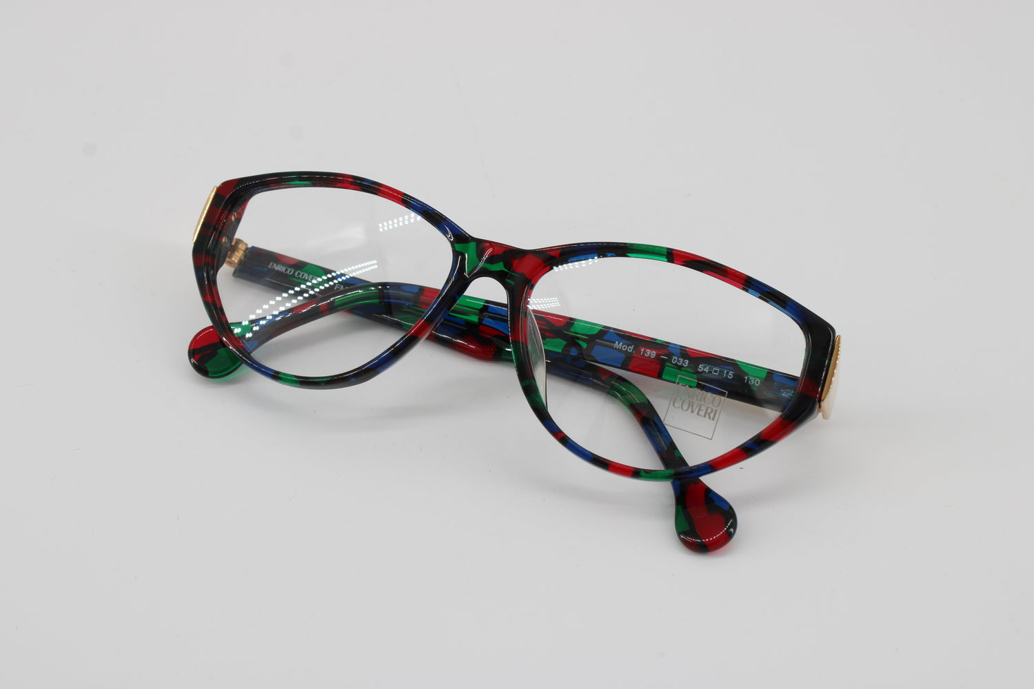Enrico Coveri Glasses 139-033 Vintage Glasses · NOS · Green-Blue-Red · 54-15-130 · Unworn