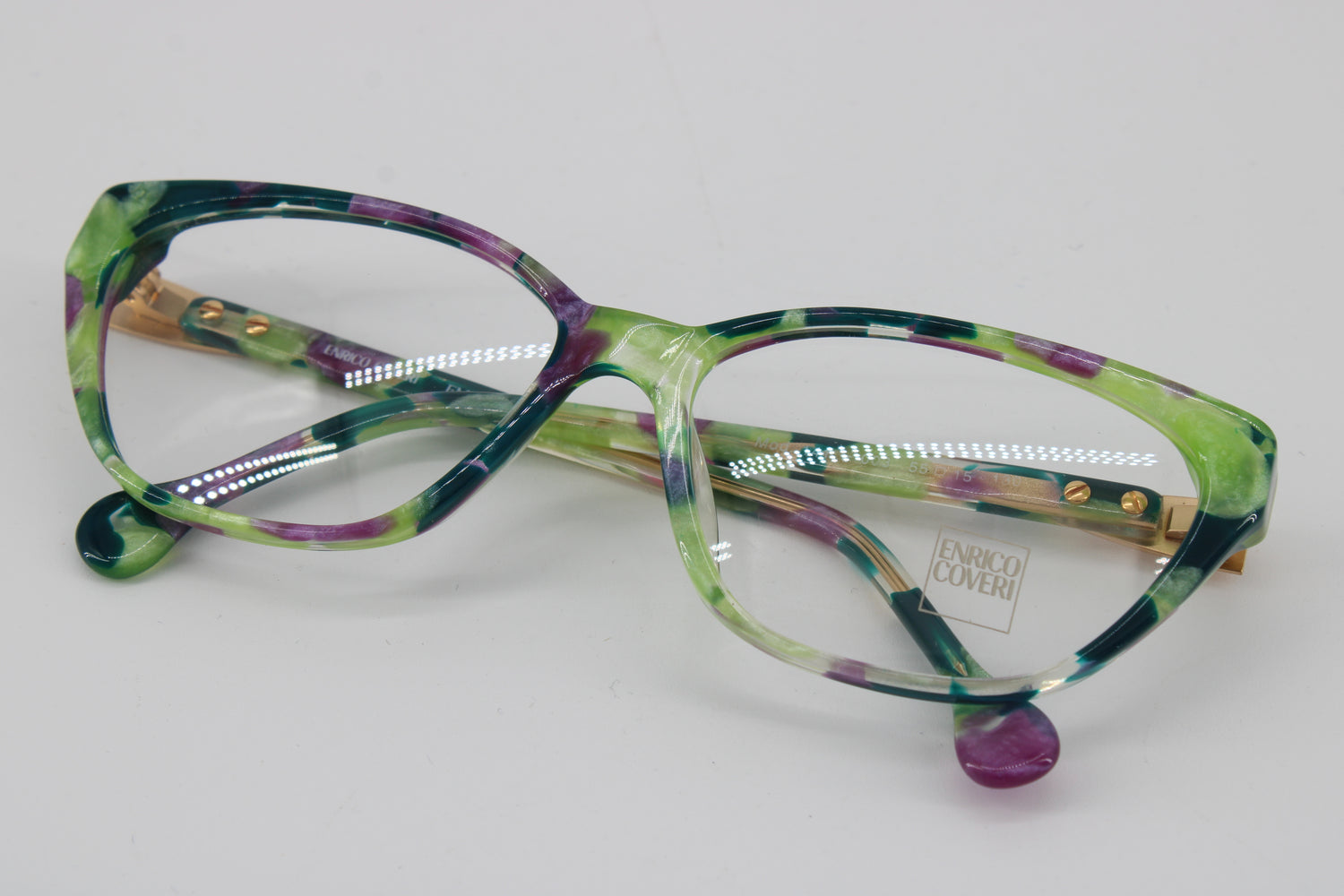 Enrico Coveri Glasses 141-003 Vintage Glasses · NOS · Green-Pink · 55-15-130 · Unworn