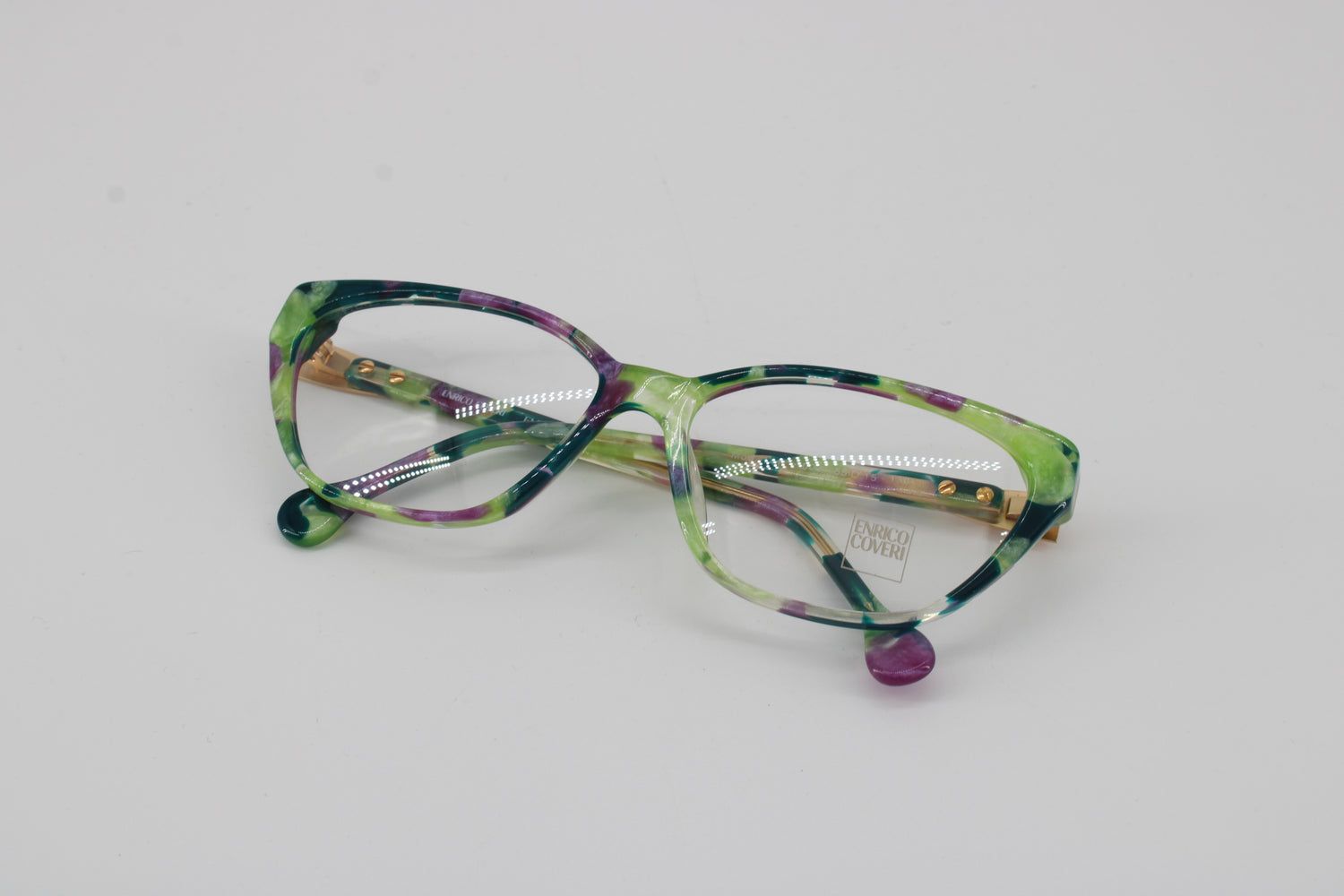 Enrico Coveri Glasses 141-003 Vintage Glasses · NOS · Green-Pink · 55-15-130 · Unworn