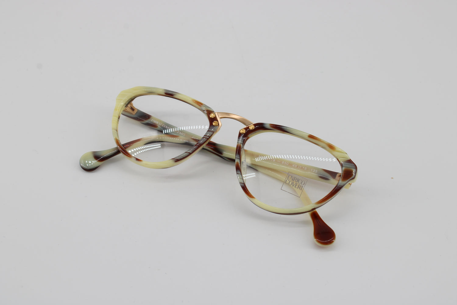Enrico Coveri Glasses 119-850 Vintage Glasses · NOS · Brown-White · 49-18-135 · Unworn