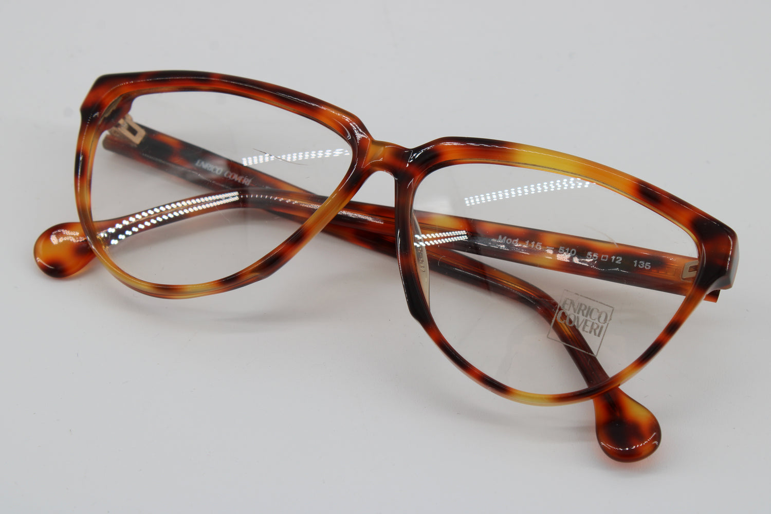 Enrico Coveri Glasses 115-510 Vintage Glasses · NOS · Brown-Black-Gelb · 55-12-135 · Unworn