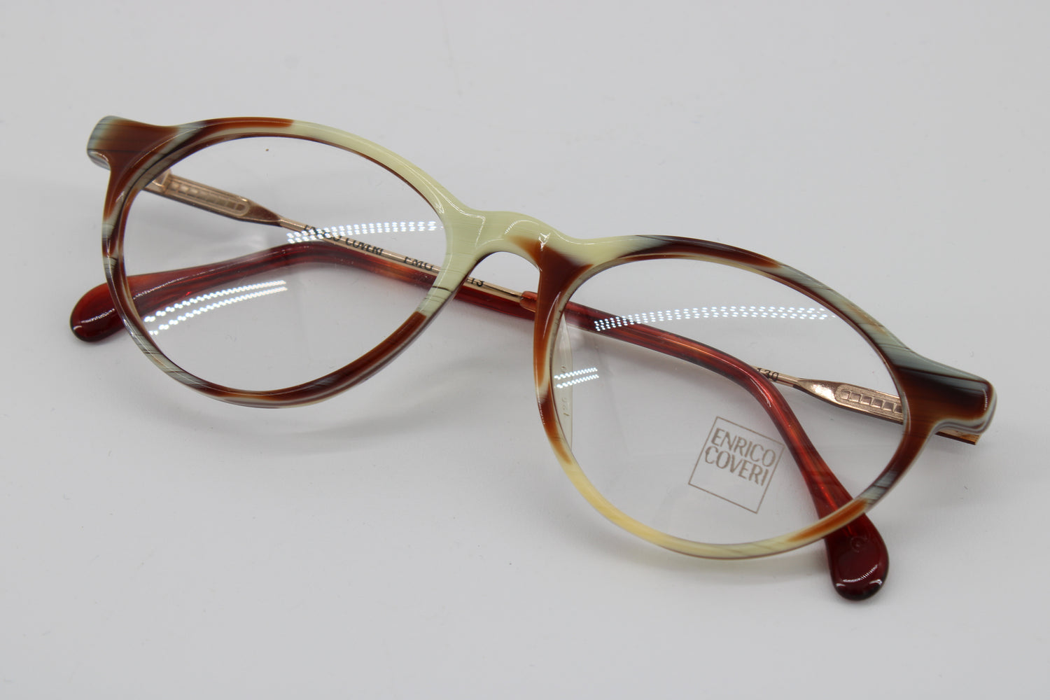 Enrico Coveri Glasses 126-910 Vintage Glasses · NOS · Brown-Black-White · 48-16-130 · Unworn