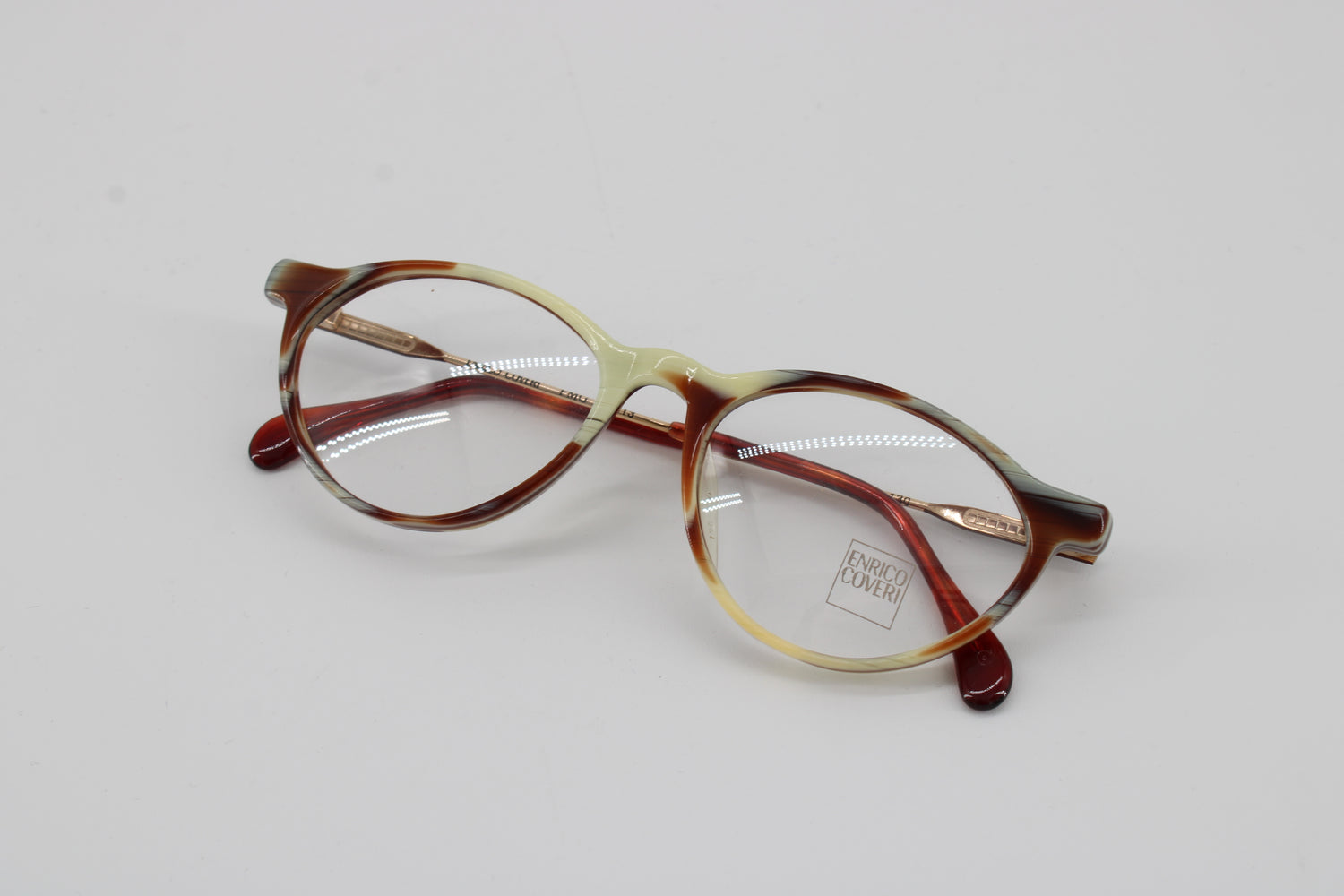 Enrico Coveri Glasses 126-910 Vintage Glasses · NOS · Brown-Black-White · 48-16-130 · Unworn