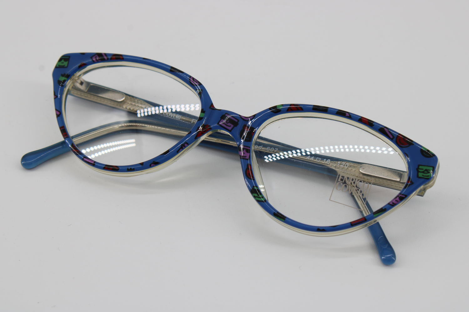Enrico Coveri Glasses 607-058 Vintage Glasses · NOS · Blue-Pink · 44-16-120 · Unworn