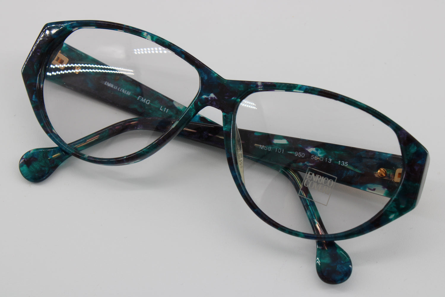 Enrico Coveri Glasses 101-950 Vintage Glasses · NOS · Blue-Black · 56-13-135 · Unworn