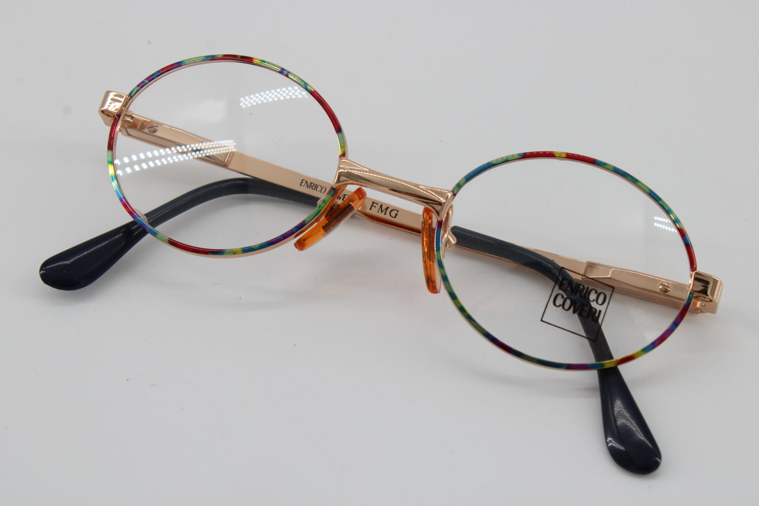 Enrico Coveri Glasses 409-350 Vintage Glasses · NOS · Gold-Pink · 41-18-120 · Unworn