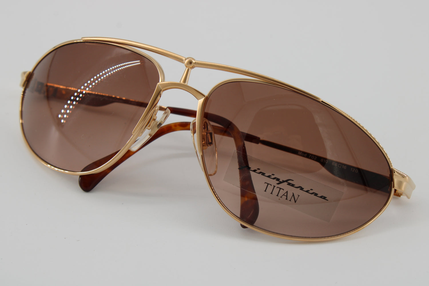 Pininfarina Titan Glasses 702-810 Vintage Glasses · NOS · Gold-Brown · 66-16-12 · Unworn