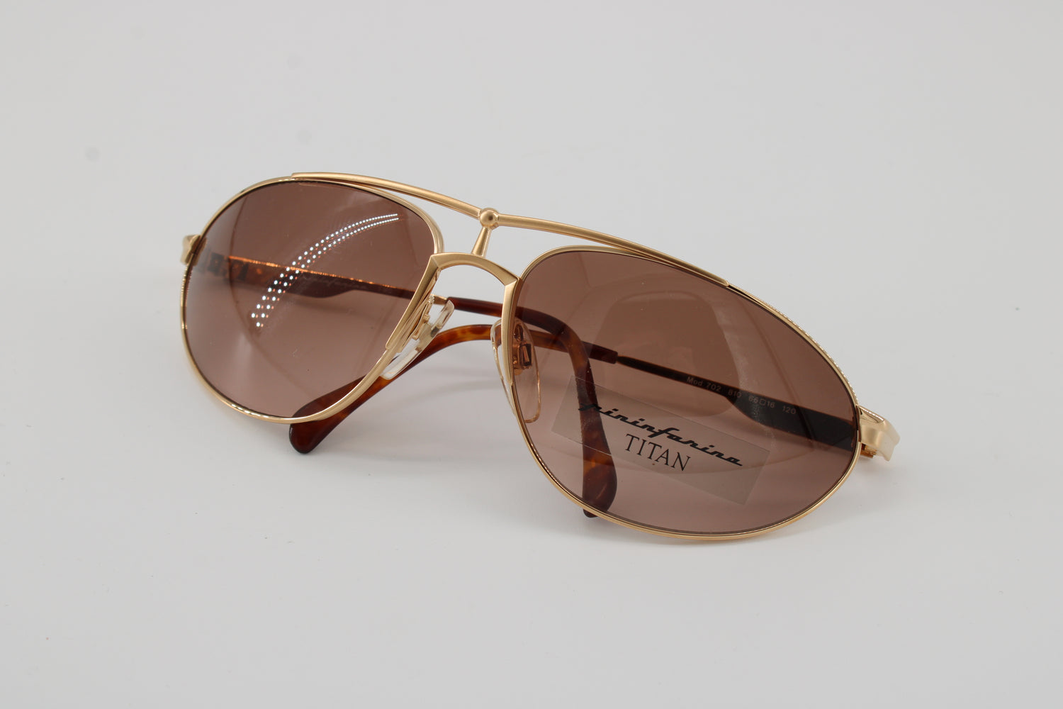 Pininfarina Titan Glasses 702-810 Vintage Glasses · NOS · Gold-Brown · 66-16-12 · Unworn