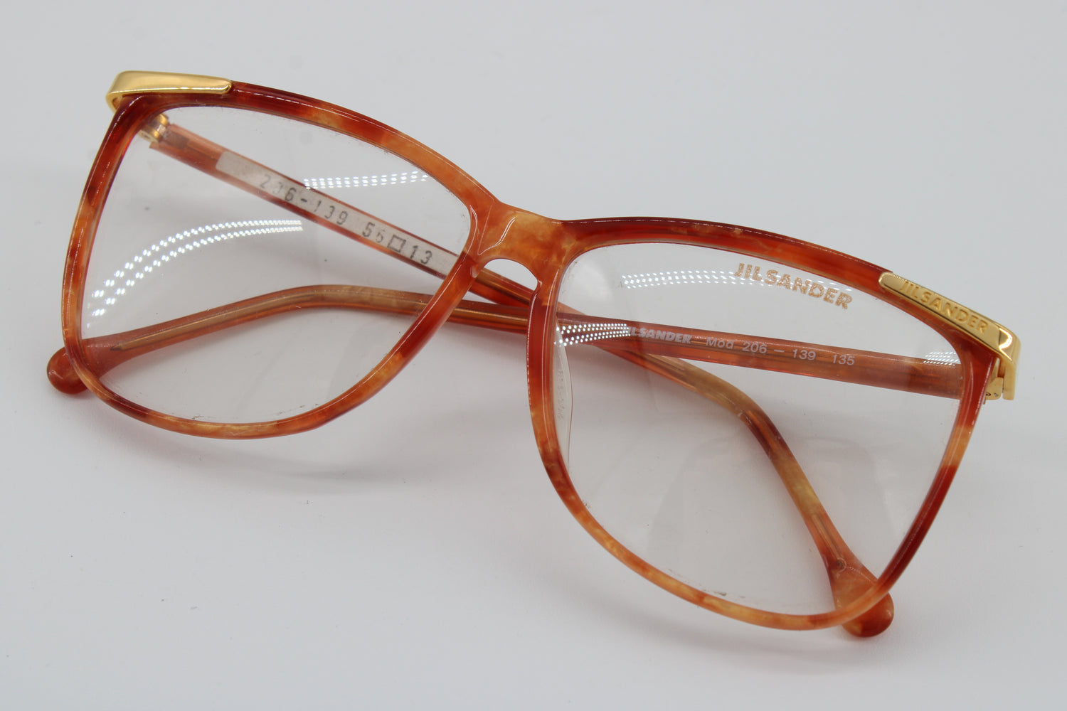Jil Sander Glasses 206-139 Vintage Glasses · NOS · Gold-Orange · 56-13-135 · Unworn