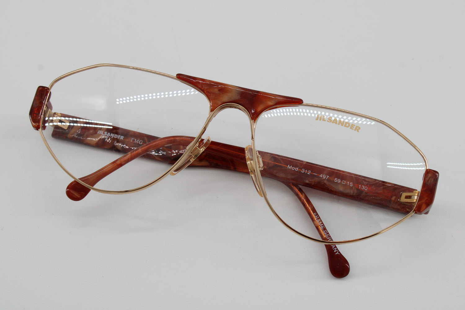 Jil Sander Glasses 312-497 Vintage Glasses · NOS · Brown-Gold · 59-15-13 · Unworn