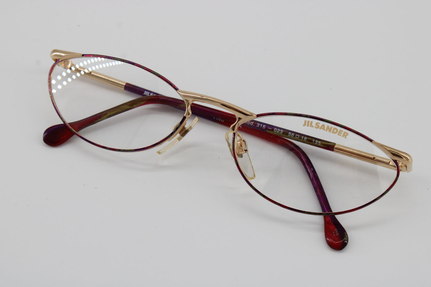 Jil Sander Glasses 316-023 Vintage Glasses · NOS · Red-Gold · 56-18-135 · Unworn