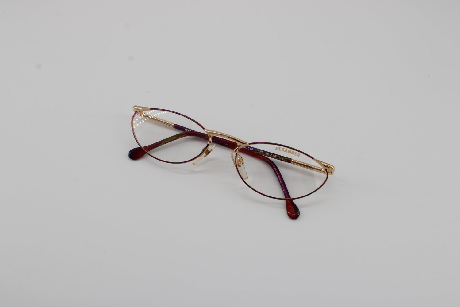 Jil Sander Glasses 316-023 Vintage Glasses · NOS · Red-Gold · 56-18-135 · Unworn