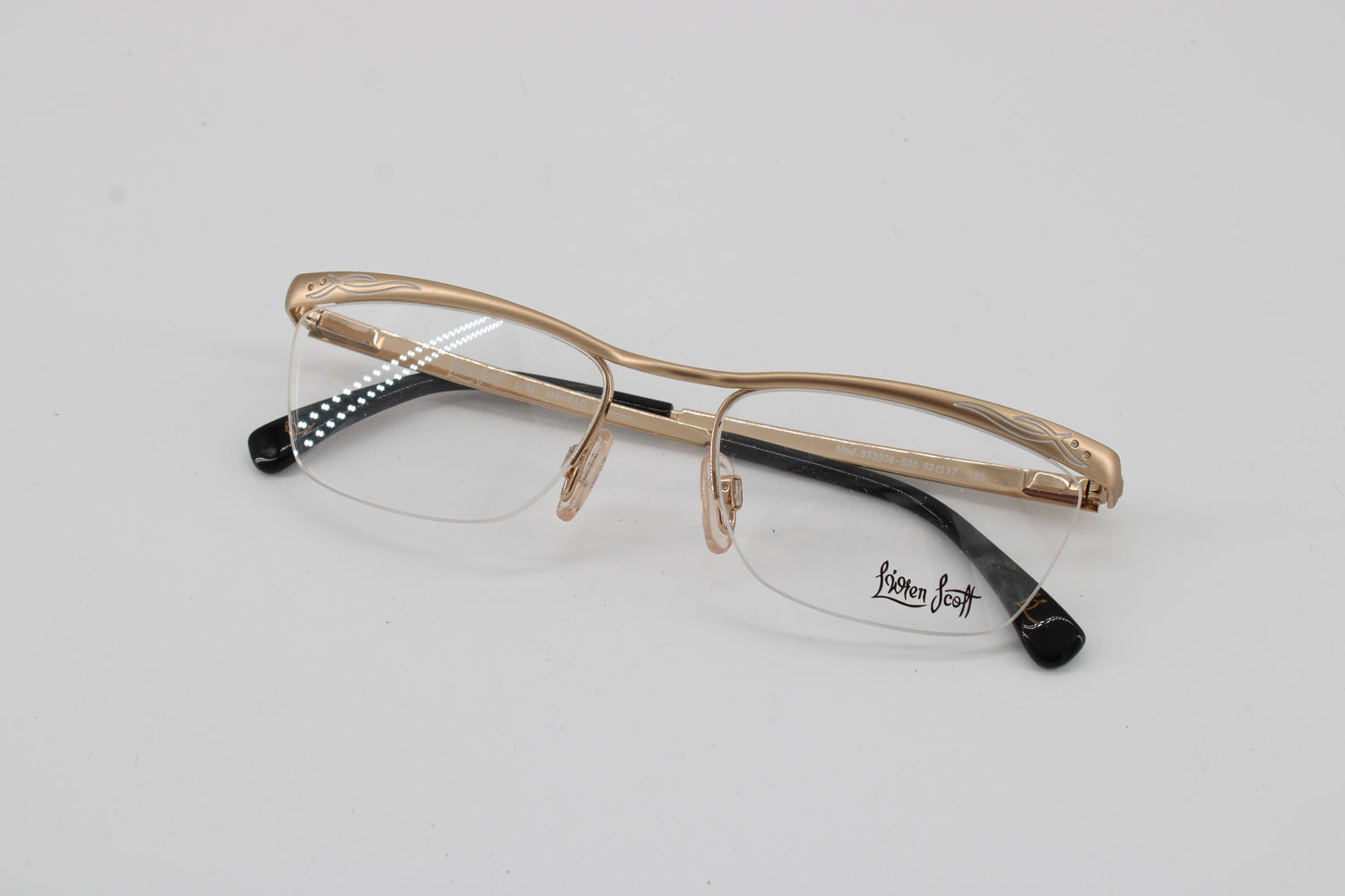 L'wren Scott Glasses 333006-600 Vintage Glasses · NOS · Gold-Black · 52-17-135 · Unworn