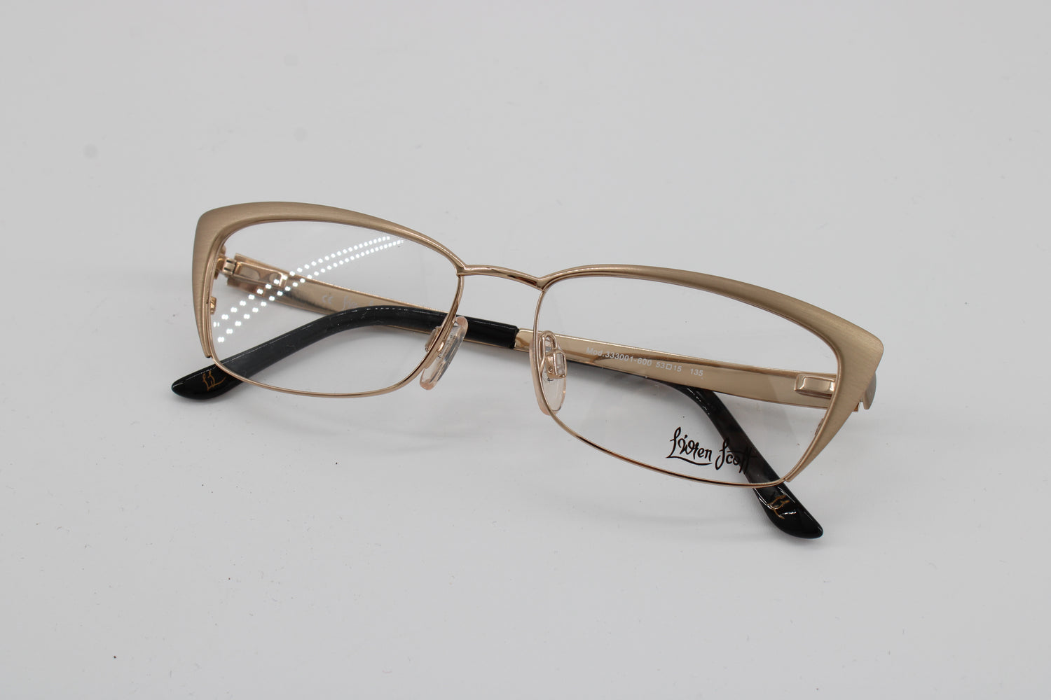 L'wren Scott Glasses 333001-600 Vintage Glasses · NOS · Gold-Black · 53-15-135 · Unworn