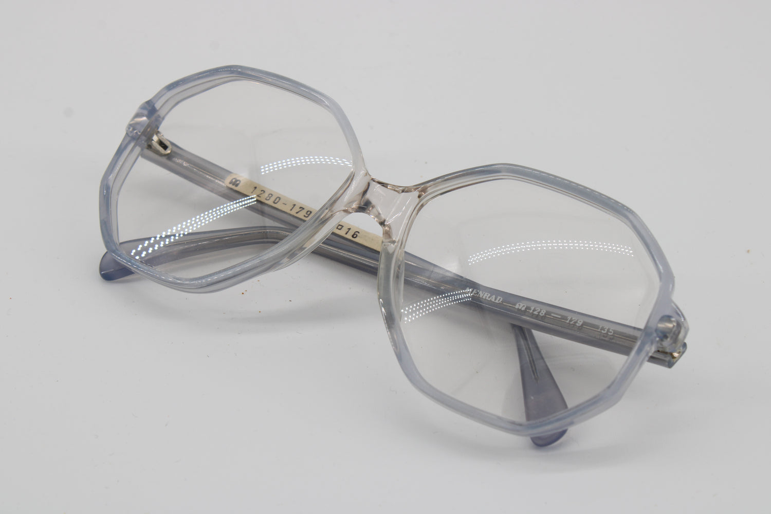 Menrad Brille 128-179 Vintage Brille · NOS · Grau Transparent · 56-16-135 · Ungetragen