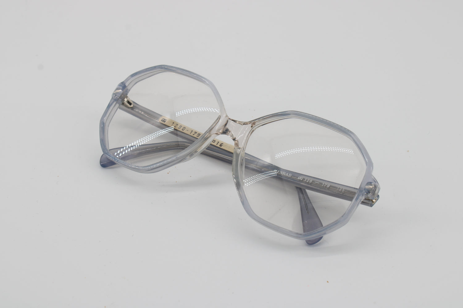 Menrad Brille 128-179 Vintage Brille · NOS · Grau Transparent · 56-16-135 · Ungetragen