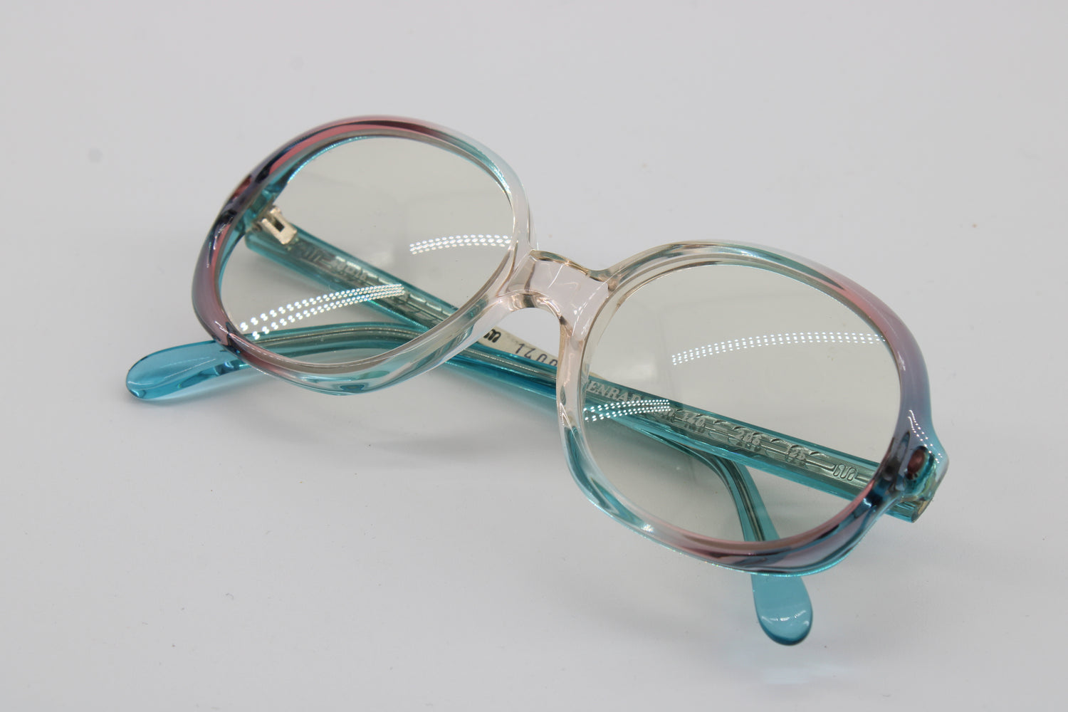 Menrad Brille 140-206 Vintage Brille · NOS · Blau Rosa Transparent · 48-16-125 · Ungetragen