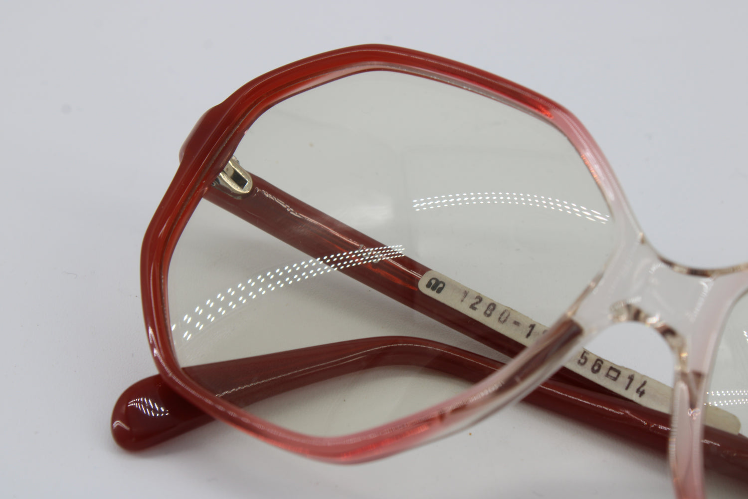 Menrad Brille 128-178 Vintage Brille · NOS · Rot Transparent · 56-14-135 · Ungetragen