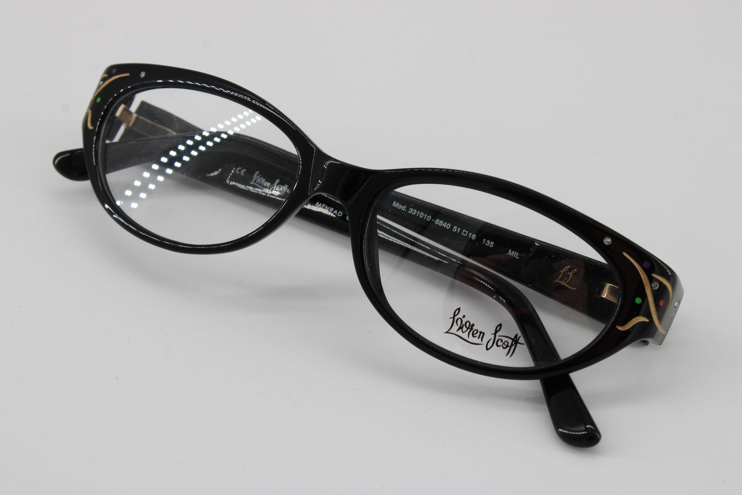 L'wren Scott Glasses 331010-8840 Vintage Glasses · NOS · Black Transparent · 51-16-135 · Unworn