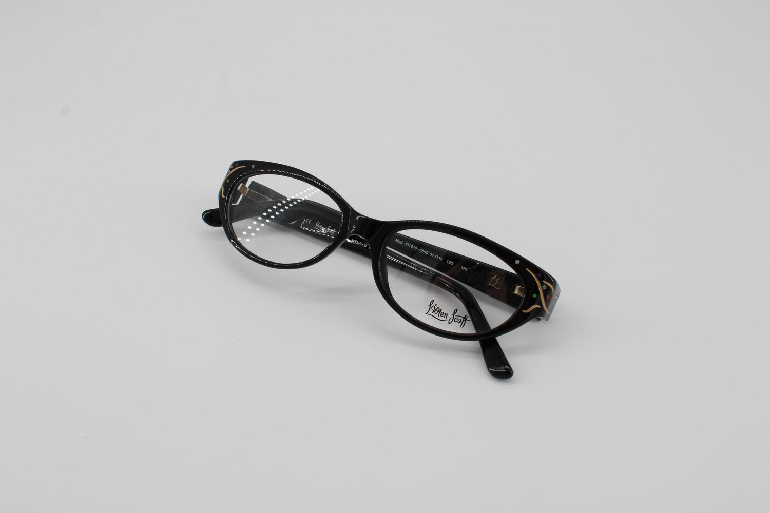 L'wren Scott Glasses 331010-8840 Vintage Glasses · NOS · Black Transparent · 51-16-135 · Unworn