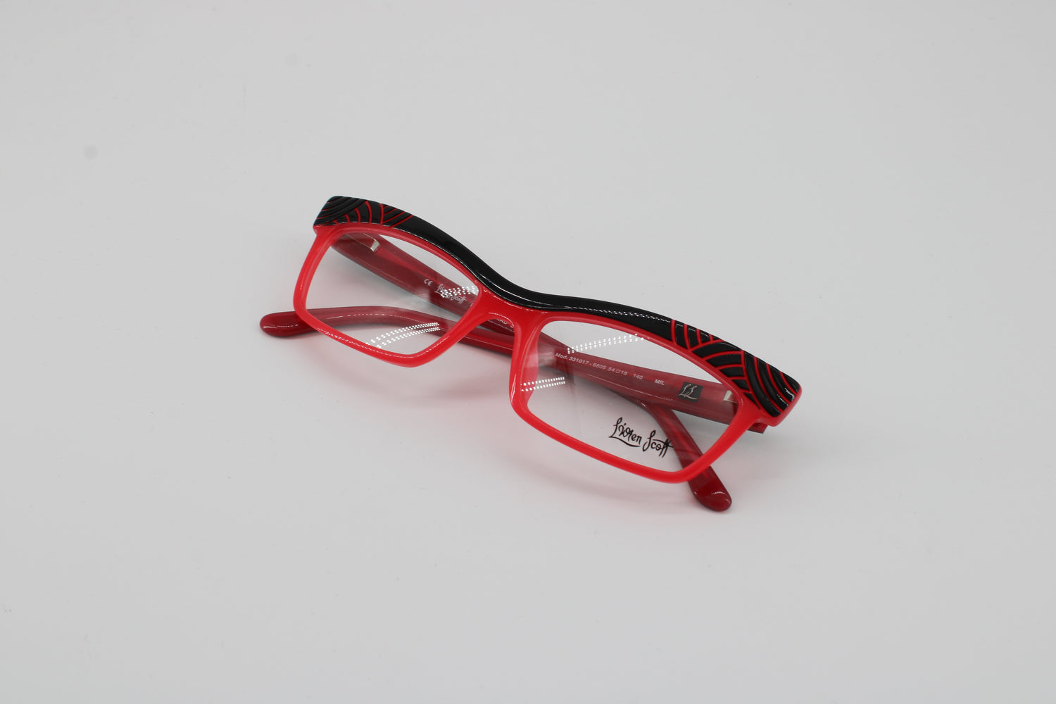 L'wren Scott Glasses 331017-6805 Vintage Glasses · NOS · Red-Black Transparent · 54-18-140 · Unworn