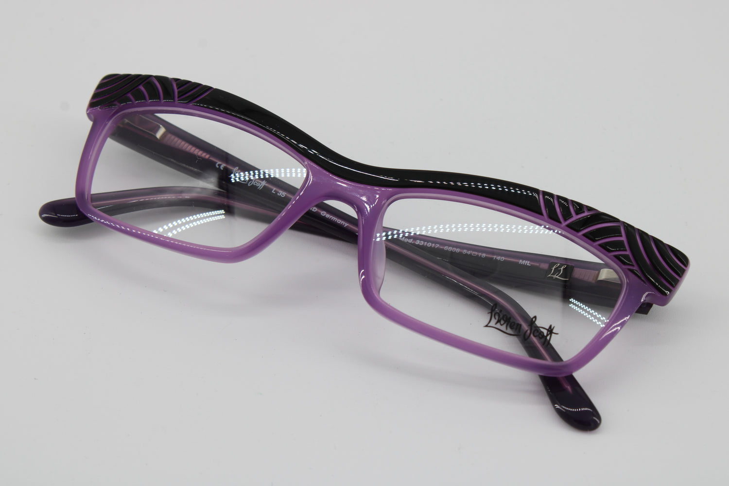 L'wren Scott Glasses 331017-6806 Vintage Glasses · NOS · Purple-Black Transparent · 54-18-140 · Unworn