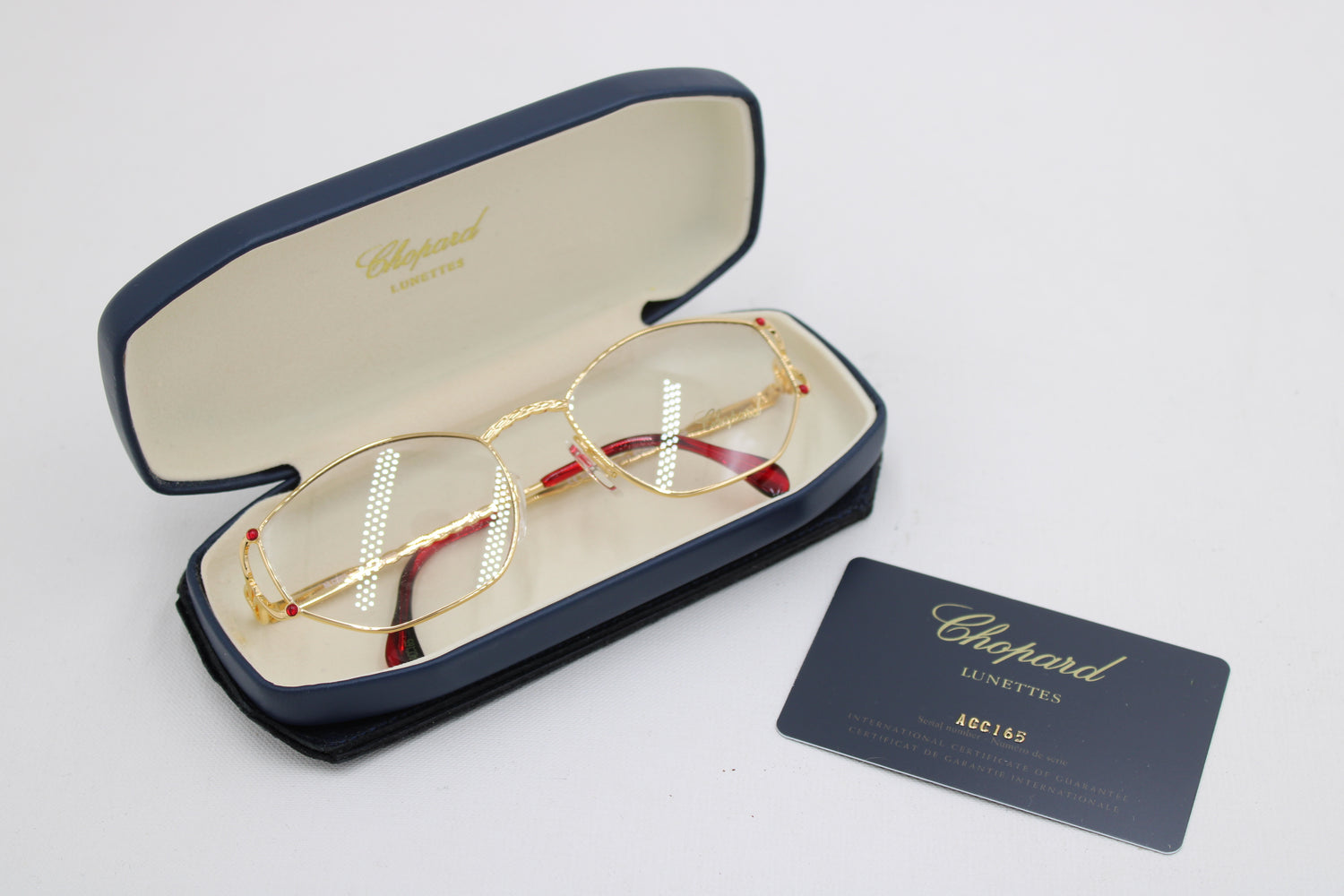 Chopard Lunettes Glasses • 23 KT Gold Plated • Gold-Red • New Old Stock