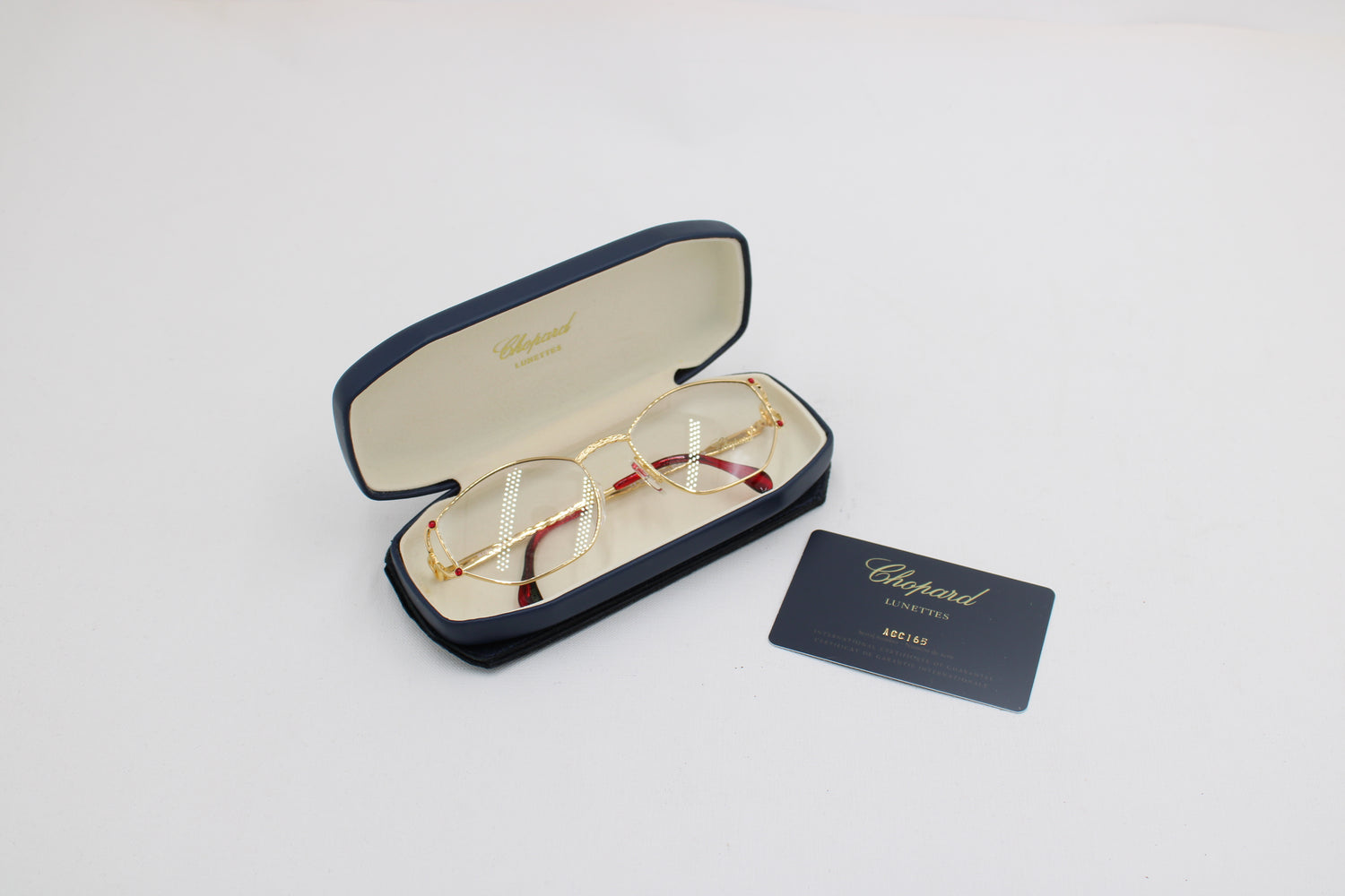 Chopard Lunettes Glasses • 23 KT Gold Plated • Gold-Red • New Old Stock
