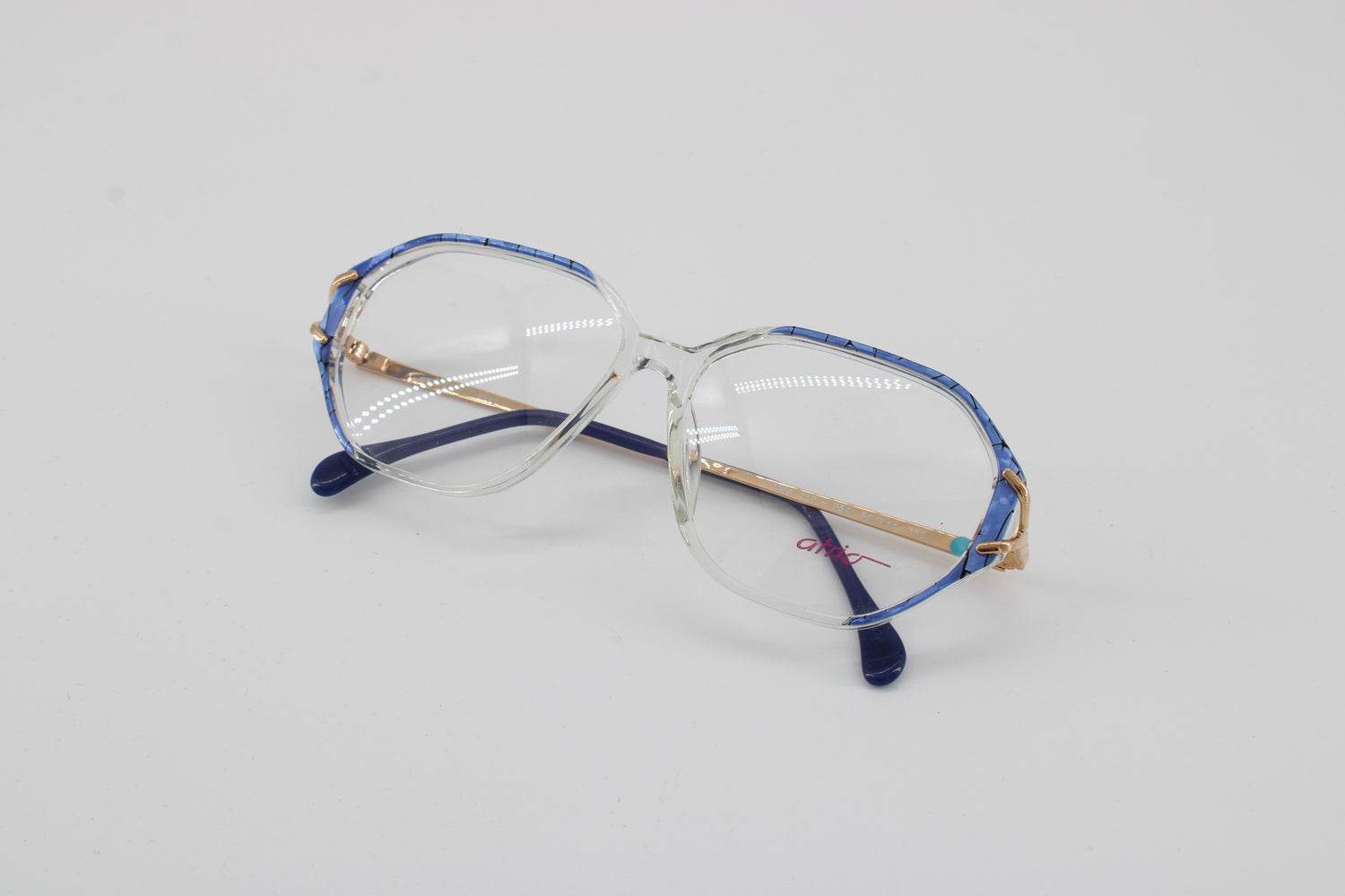Atrio Glasses 210-054 Vintage Glasses · NOS · Clear-Blue-Gold · 56-14-135 · Unworn