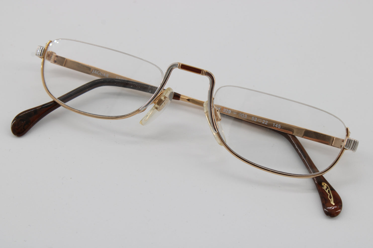 Jaguar Glasses 329-003 Vintage Glasses · NOS · Gold-Brown · 52-22-145 · Unworn
