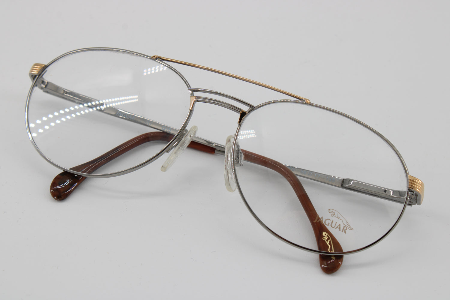 Jaguar Glasses 449-650 Vintage Glasses · NOS · Silver-Gold-Brown · 58-17-135 · Unworn