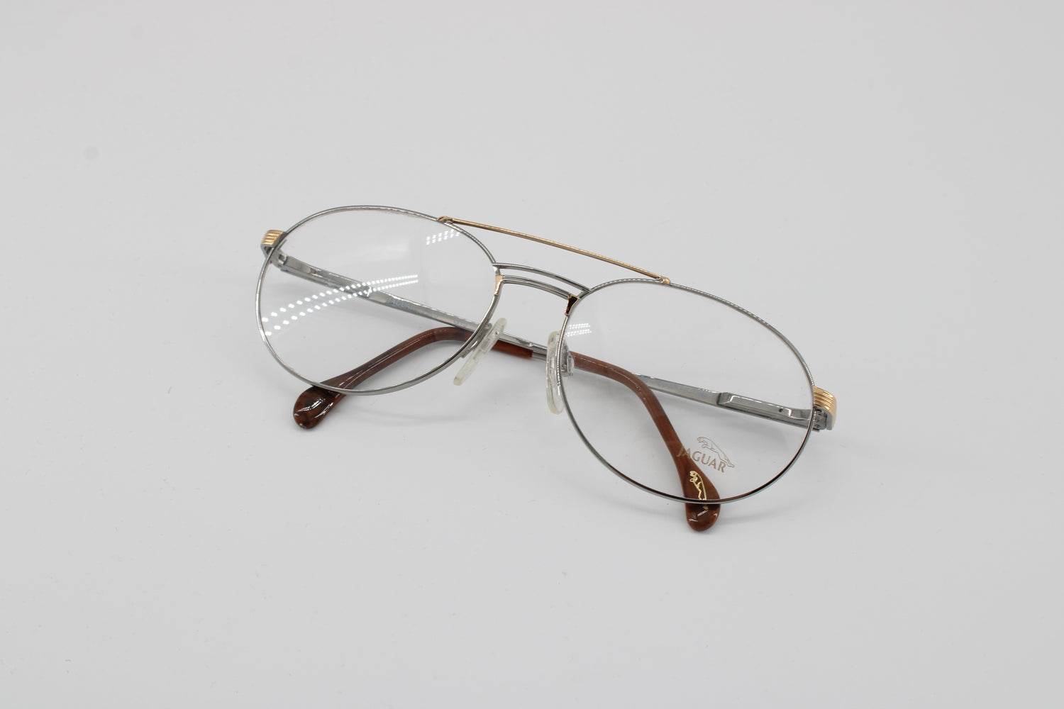Jaguar Glasses 449-650 Vintage Glasses · NOS · Silver-Gold-Brown · 58-17-135 · Unworn