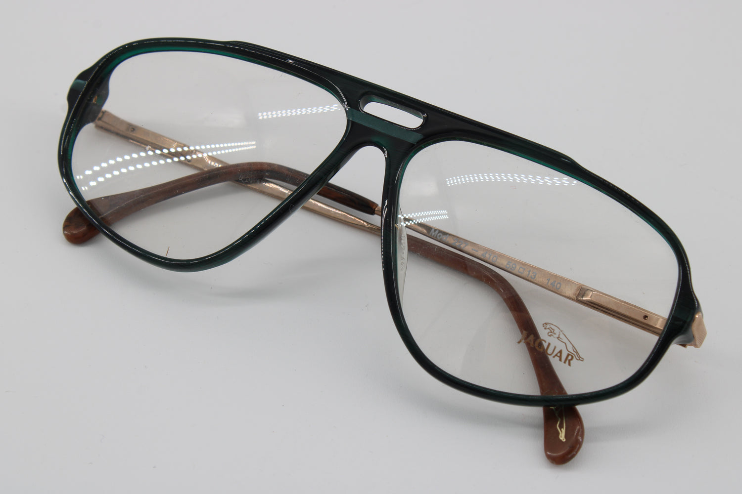 Jaguar Glasses 227-410 Vintage Glasses · NOS · Green-Gold · 59-13-140 · Unworn